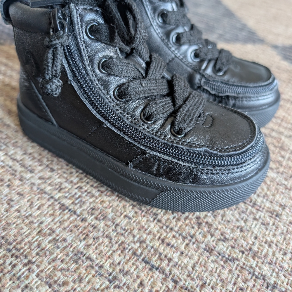 Toddler 7 - Black to the Floor Leather BILLY Classic Lace Highs